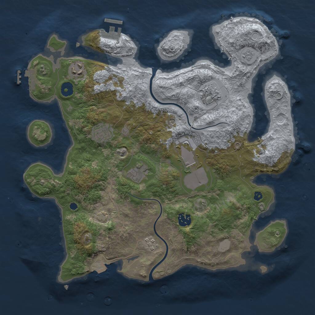 Rust Map: Procedural Map, Size: 3500, Seed: 193213383, 13 Monuments