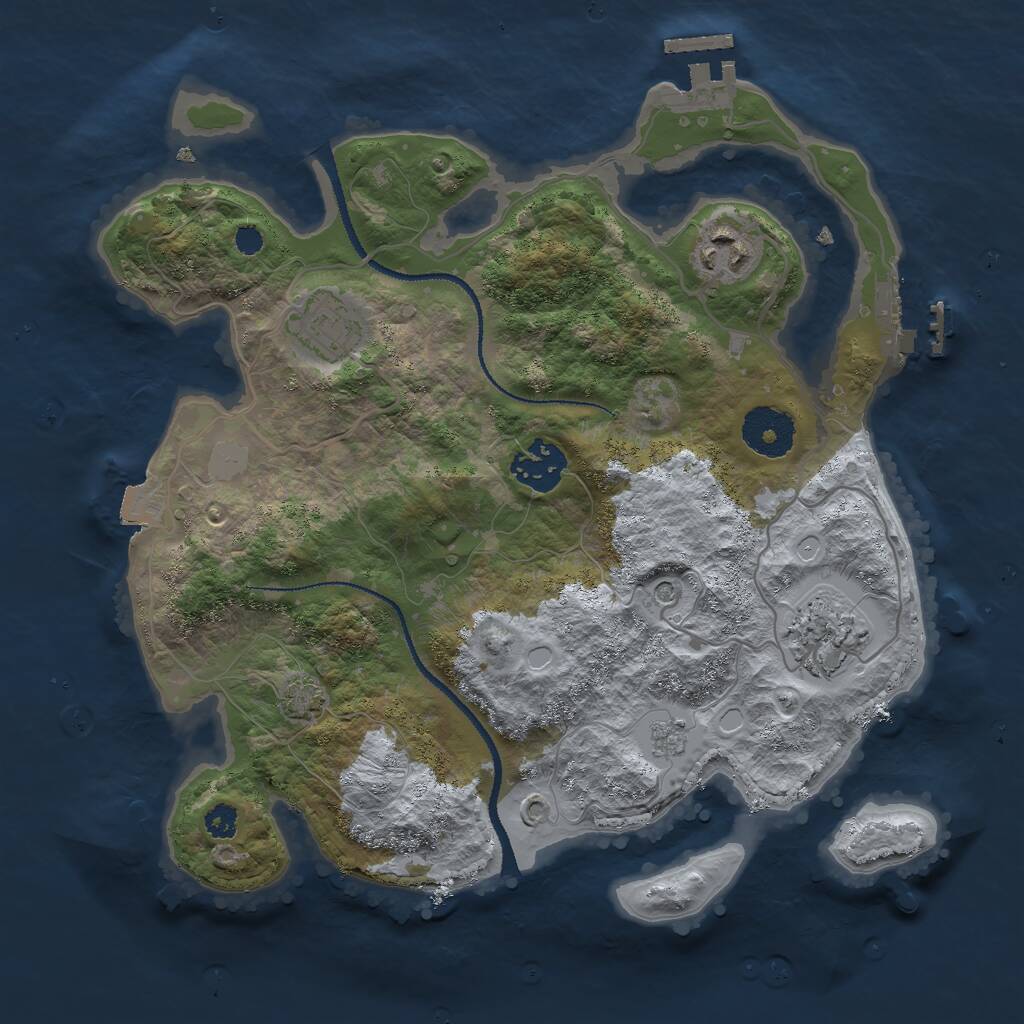 Rust Map: Procedural Map, Size: 3000, Seed: 741293, 10 Monuments