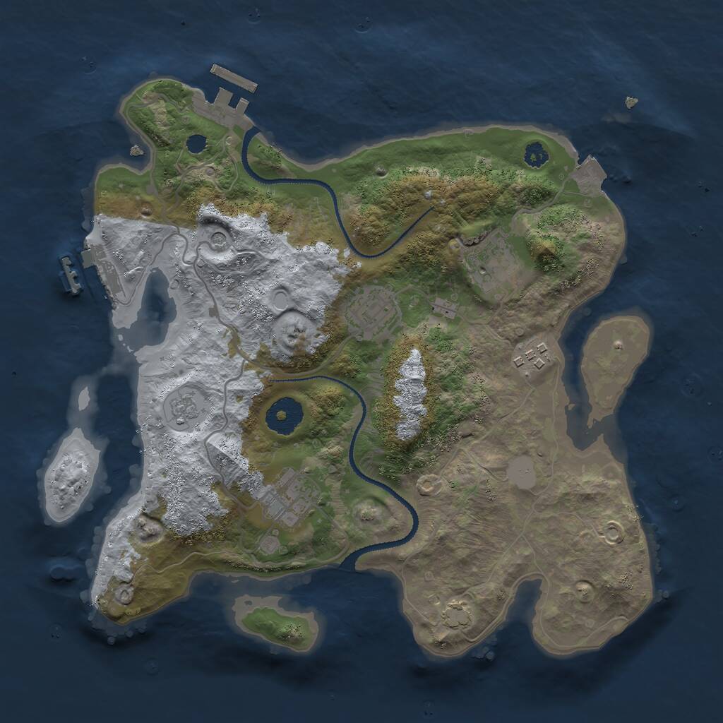 Rust Map: Procedural Map, Size: 3000, Seed: 1300581222, 10 Monuments