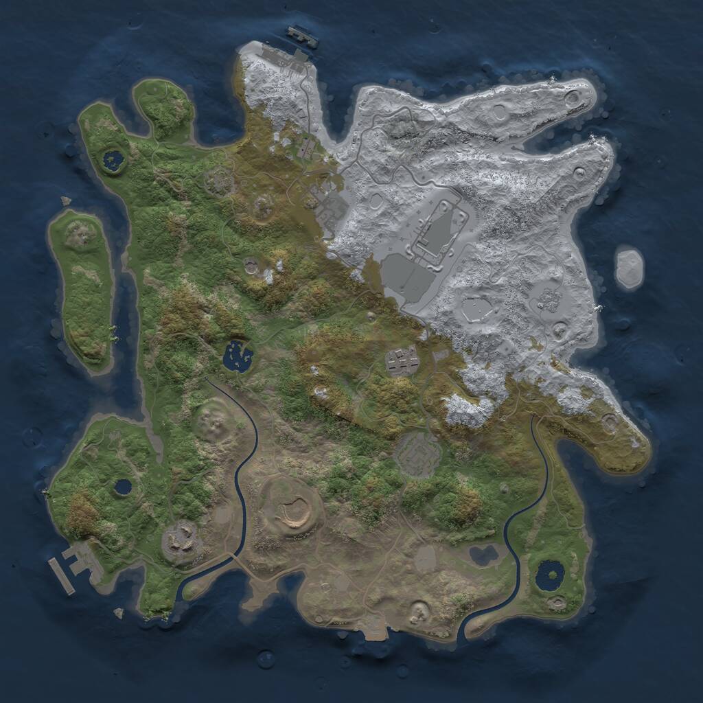 Rust Map: Procedural Map, Size: 3500, Seed: 107746209, 13 Monuments