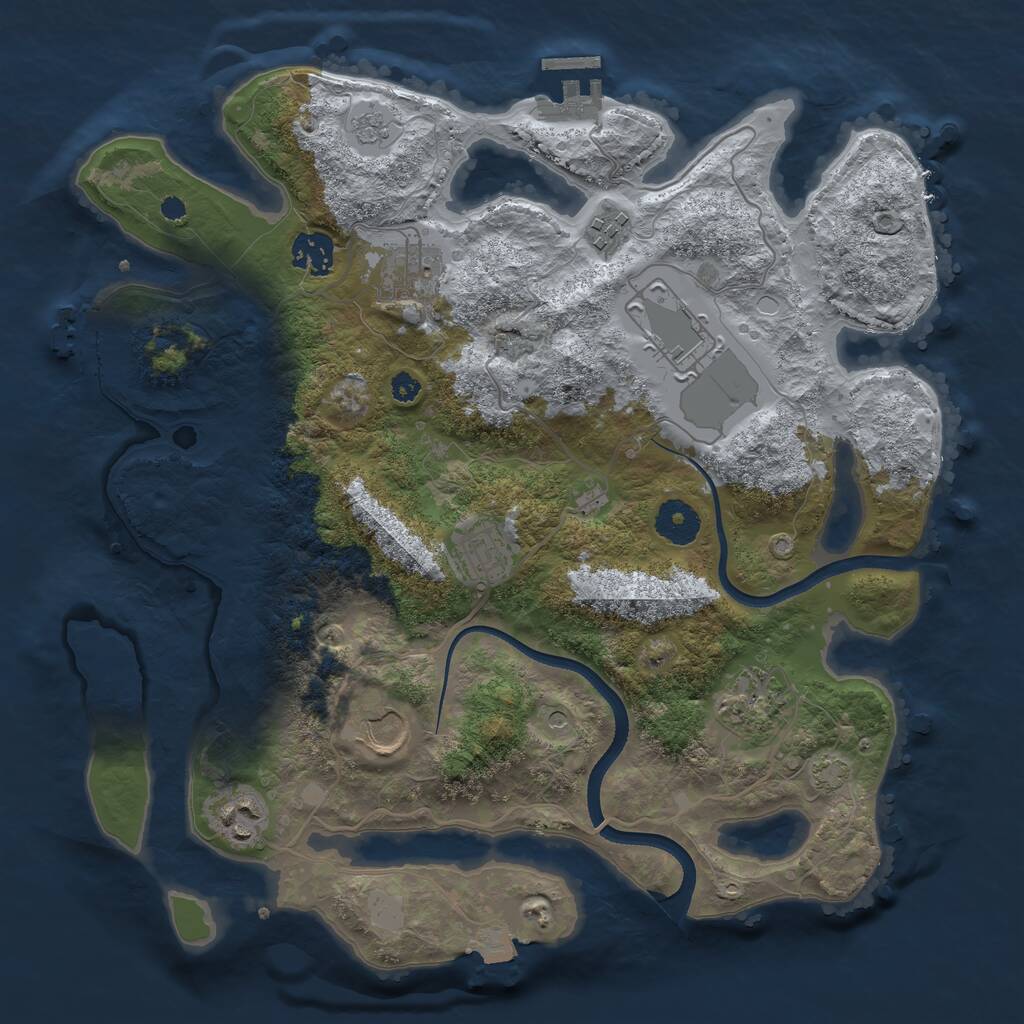 Rust Map: Procedural Map, Size: 3500, Seed: 648322191, 14 Monuments