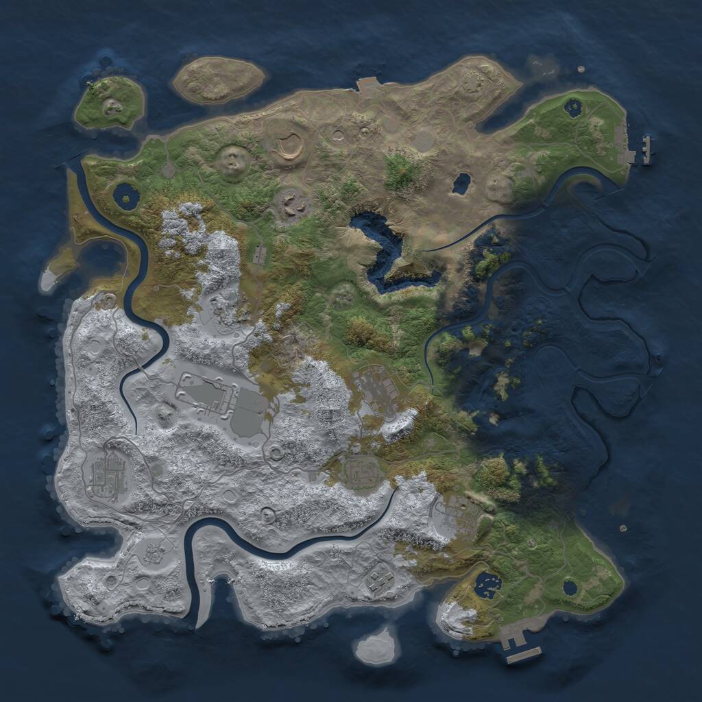 Rust Map: Procedural Map, Size: 4000, Seed: 1273532841, 16 Monuments