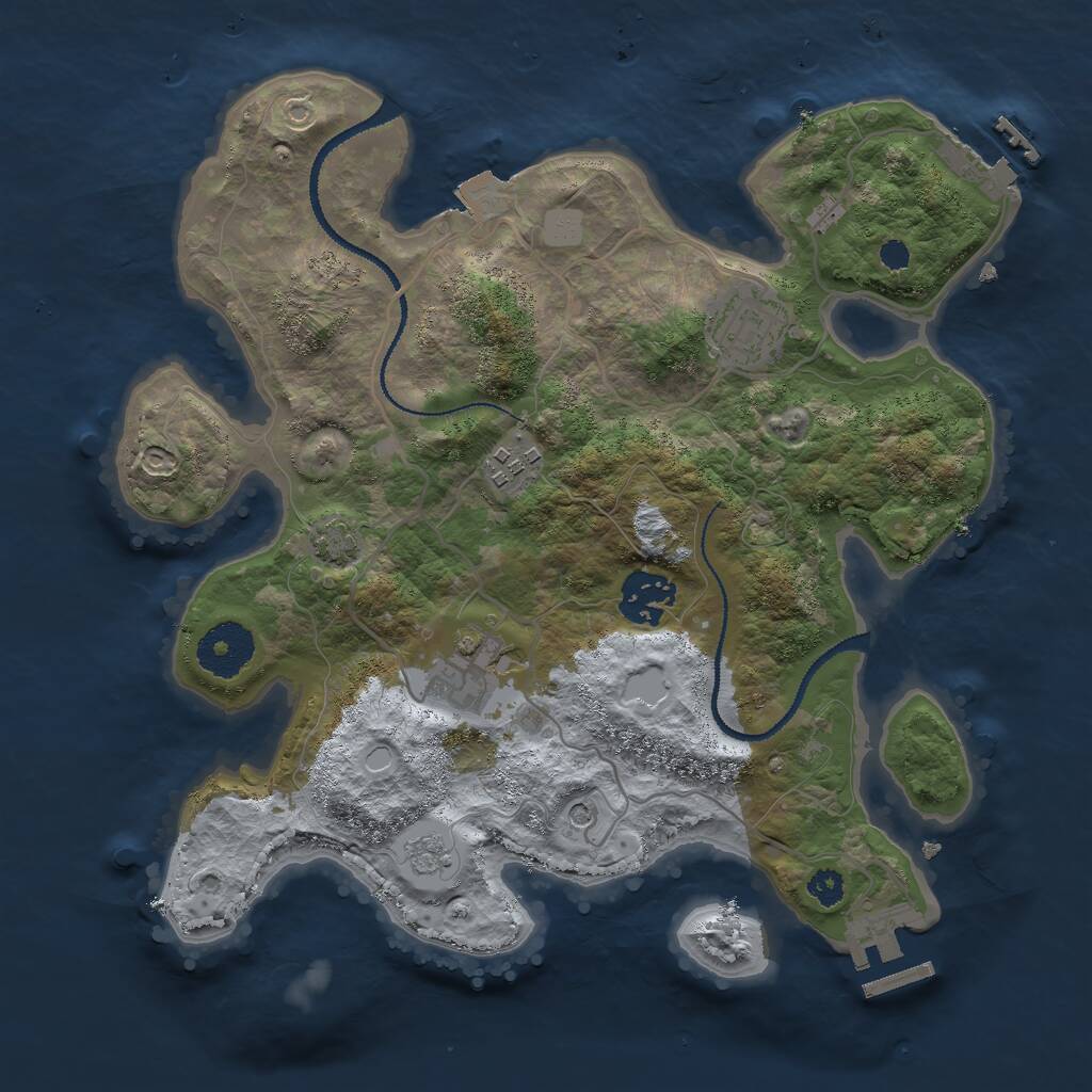 Rust Map: Procedural Map, Size: 3000, Seed: 22264, 10 Monuments