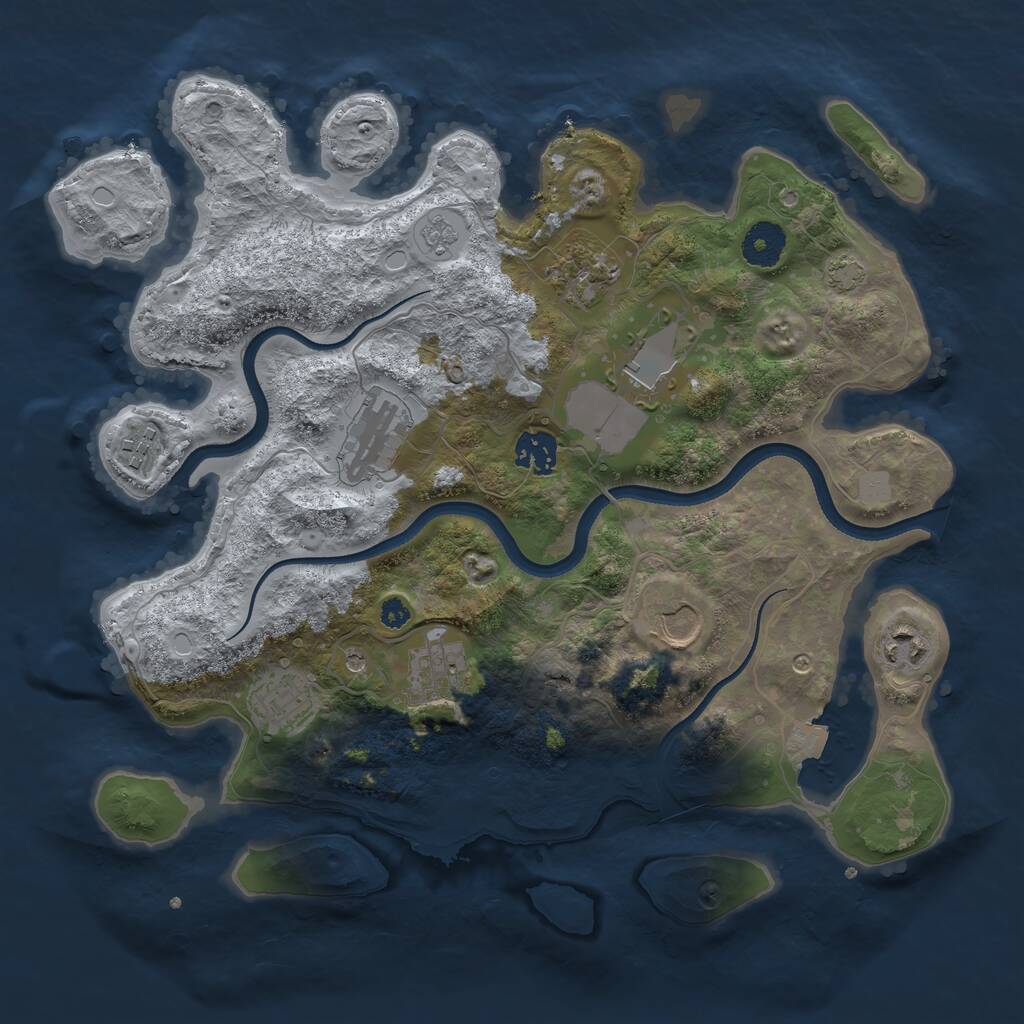 Rust Map: Procedural Map, Size: 3500, Seed: 186399080, 13 Monuments