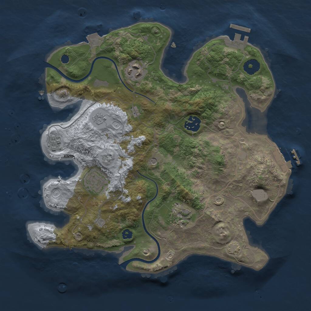 Rust Map: Procedural Map, Size: 3000, Seed: 1997691369, 11 Monuments