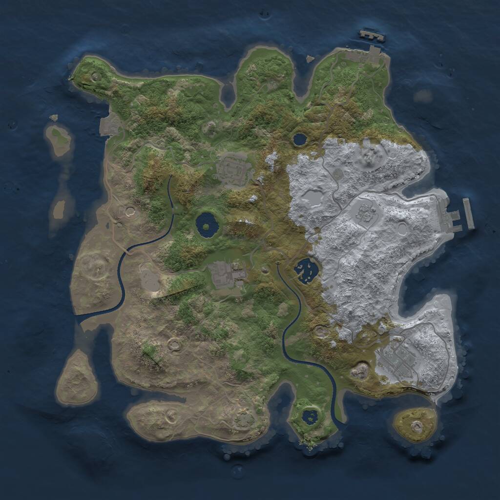 Rust Map: Procedural Map, Size: 3200, Seed: 334720346, 10 Monuments