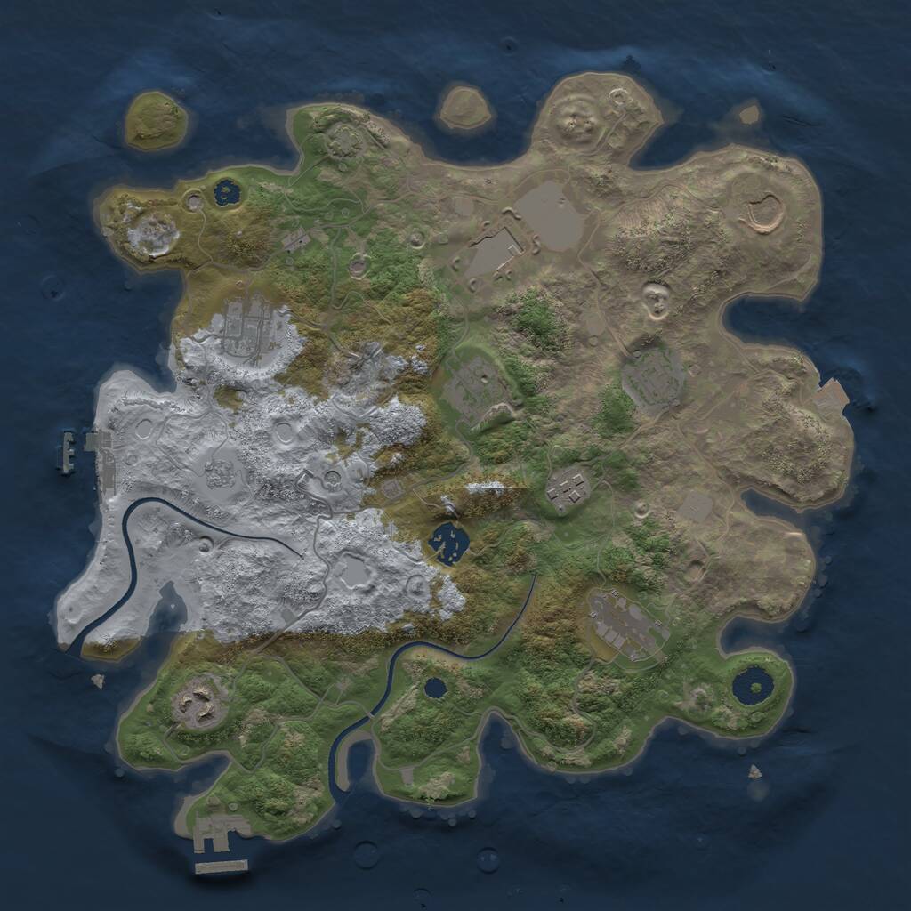 Rust Map: Procedural Map, Size: 3500, Seed: 2070761145, 15 Monuments