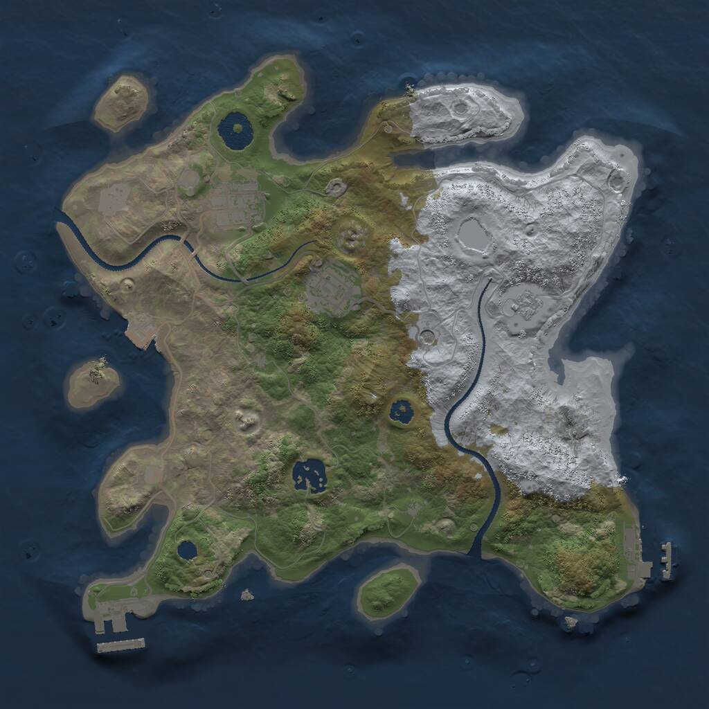 Rust Map: Procedural Map, Size: 3000, Seed: 2079683936, 8 Monuments