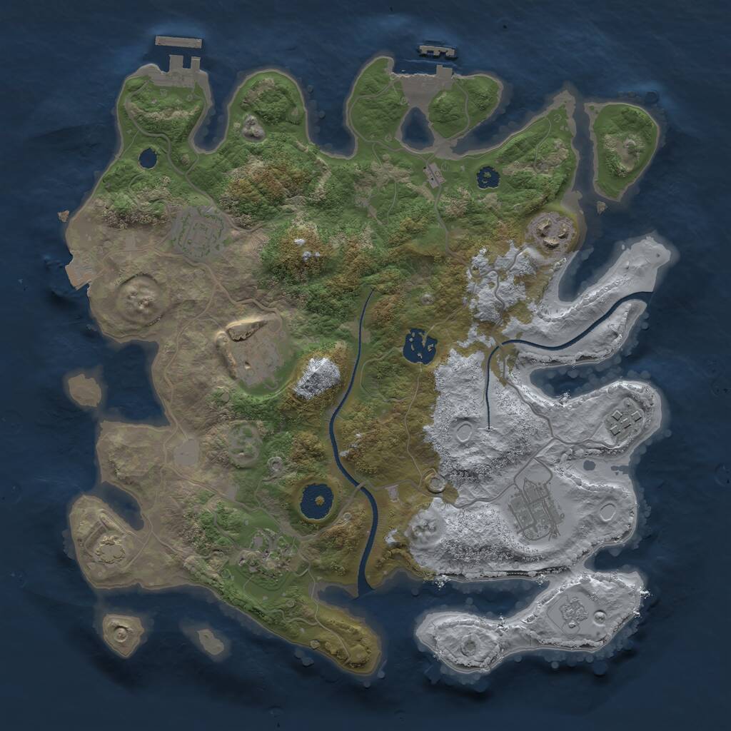 Rust Map: Procedural Map, Size: 3200, Seed: 1262627019, 12 Monuments