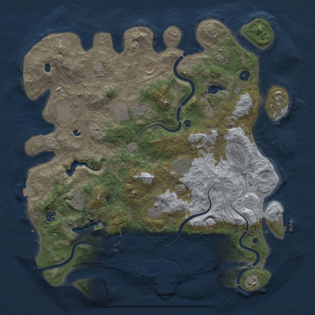 Rust Map: Procedural Map, Size: 4500, Seed: 350934420, 17 Monuments