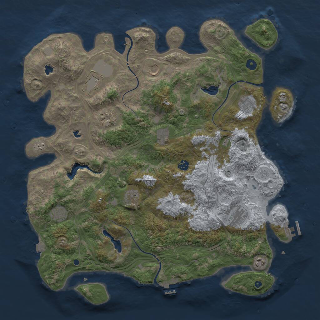 Rust Map: Procedural Map, Size: 4500, Seed: 350934420, 17 Monuments