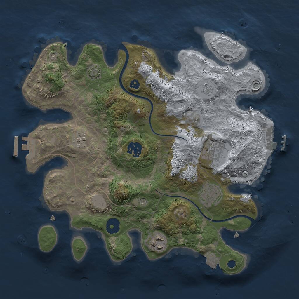 Rust Map: Procedural Map, Size: 3000, Seed: 32490, 11 Monuments