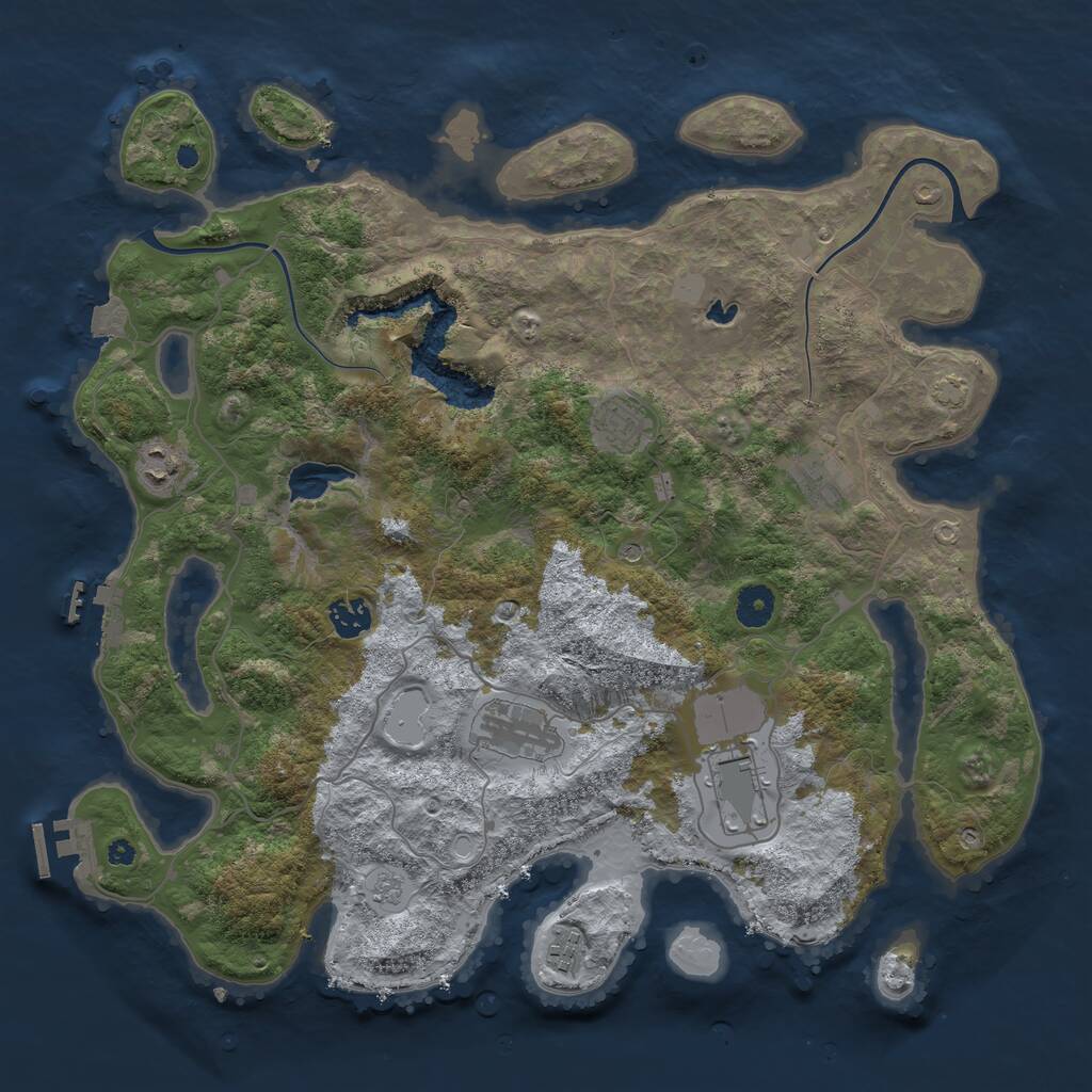 Rust Map: Procedural Map, Size: 4000, Seed: 901932851, 13 Monuments