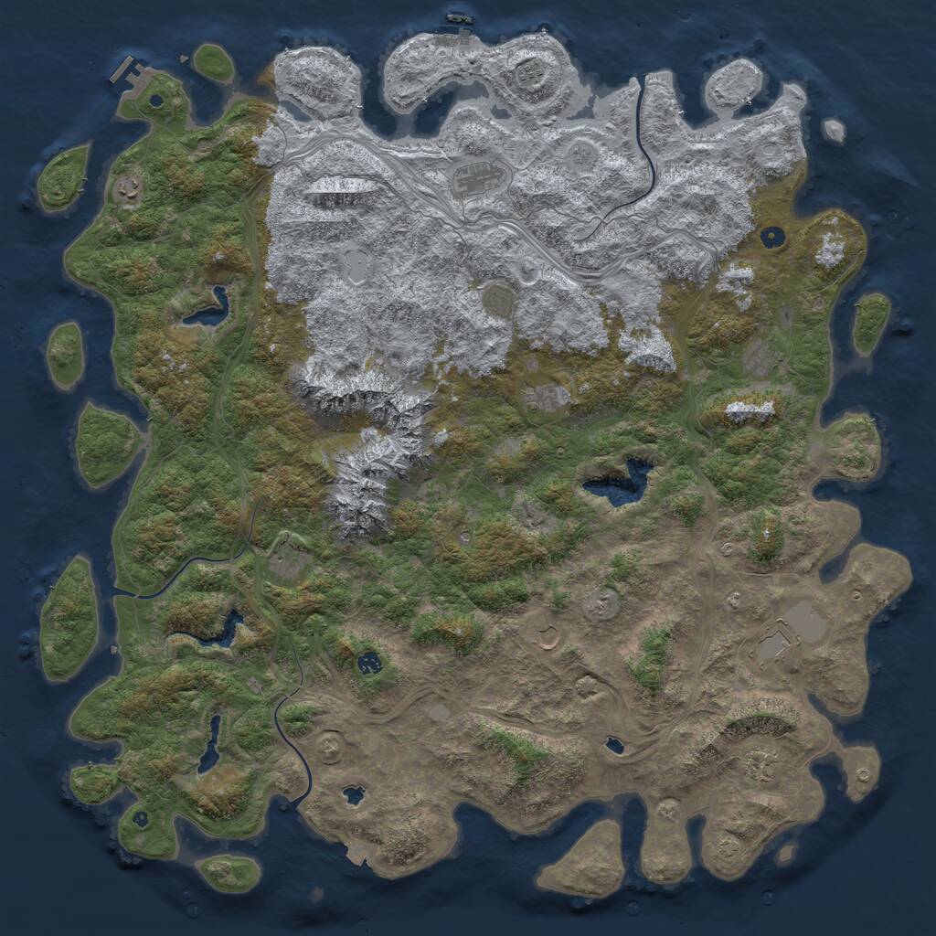 Rust Map: Procedural Map, Size: 6000, Seed: 731358888, 17 Monuments