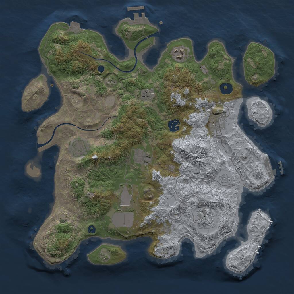 Rust Map: Procedural Map, Size: 3550, Seed: 23, 14 Monuments