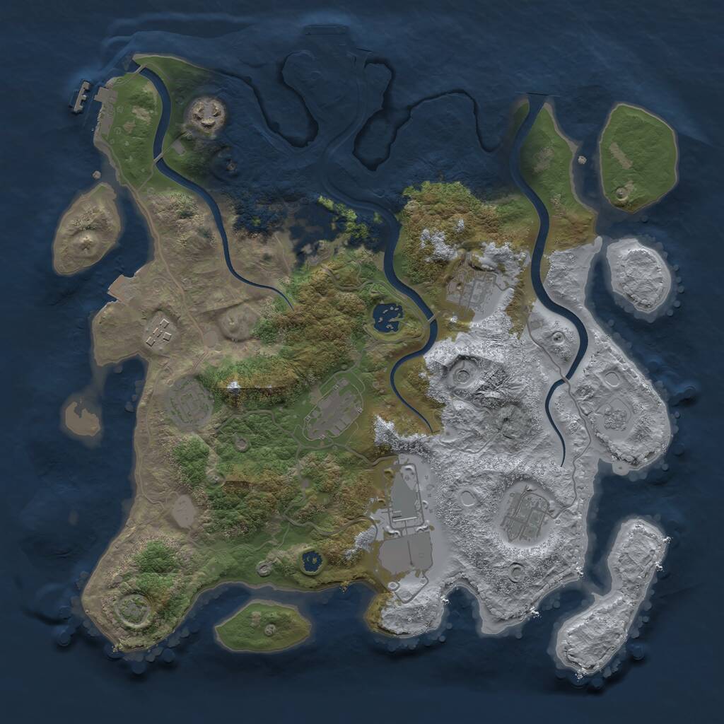Rust Map: Procedural Map, Size: 3550, Seed: 23, 15 Monuments