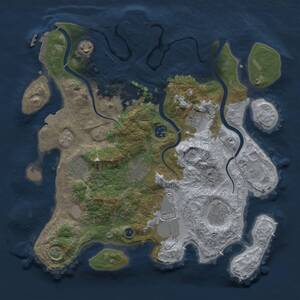 Thumbnail Rust Map: Procedural Map, Size: 3550, Seed: 23, 15 Monuments
