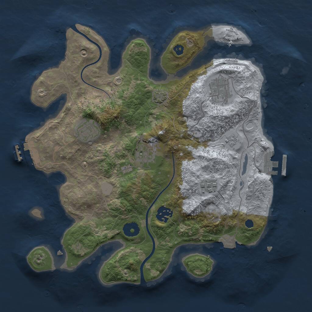 Rust Map: Procedural Map, Size: 3000, Seed: 2070564011, 10 Monuments