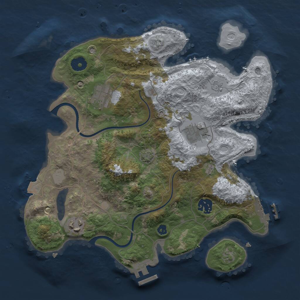 Rust Map: Procedural Map, Size: 3000, Seed: 251614366, 9 Monuments