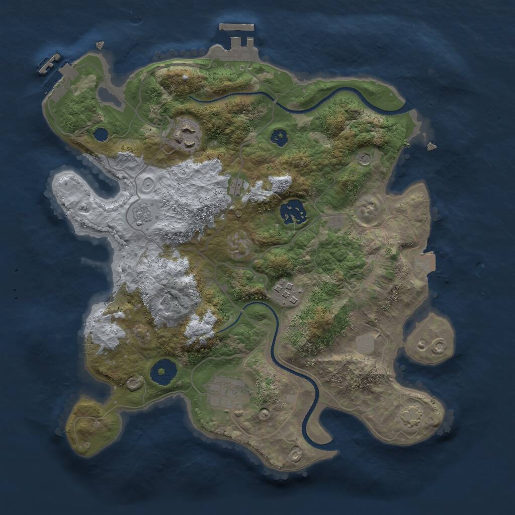 Rust Map: Procedural Map, Size: 3000, Seed: 190666666, 10 Monuments