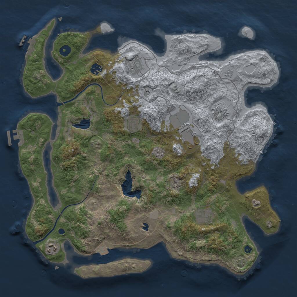 Rust Map: Procedural Map, Size: 4000, Seed: 93557853, 14 Monuments