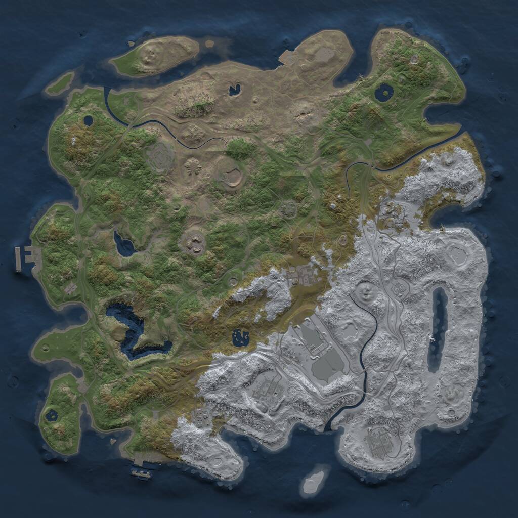 Rust Map: Procedural Map, Size: 4250, Seed: 214404921, 16 Monuments