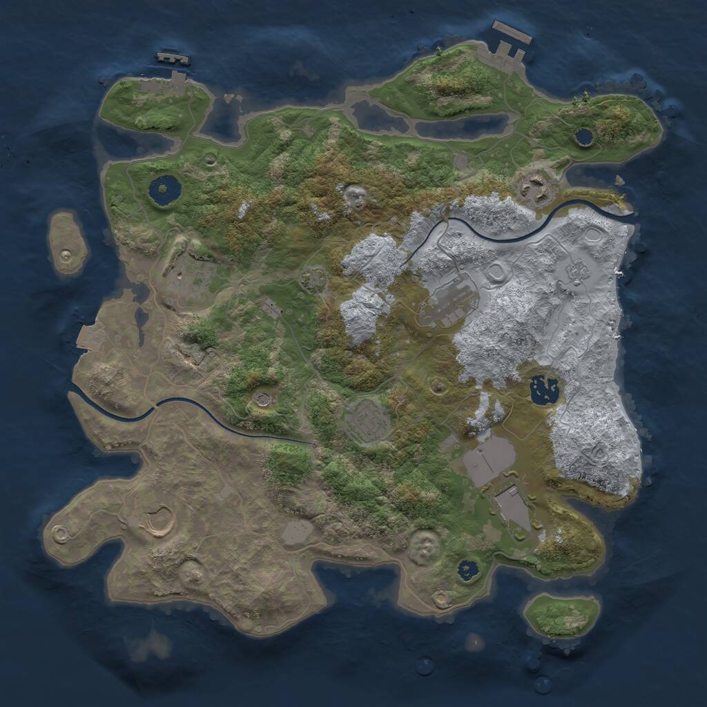 Rust Map: Procedural Map, Size: 3500, Seed: 1214878790, 13 Monuments