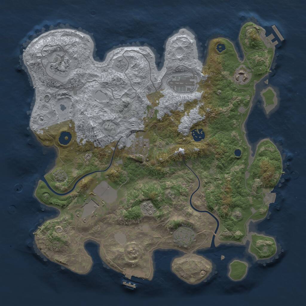 Rust Map: Procedural Map, Size: 3500, Seed: 84530206, 13 Monuments