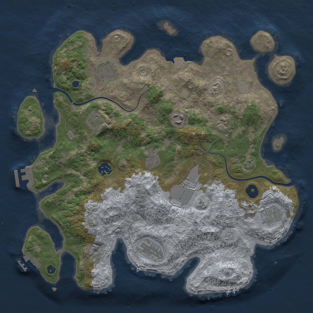 Rust Map: Procedural Map, Size: 3700, Seed: 1109090449, 16 Monuments