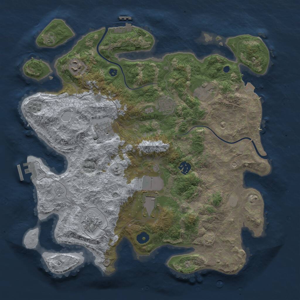 Rust Map: Procedural Map, Size: 3750, Seed: 1345420012, 14 Monuments