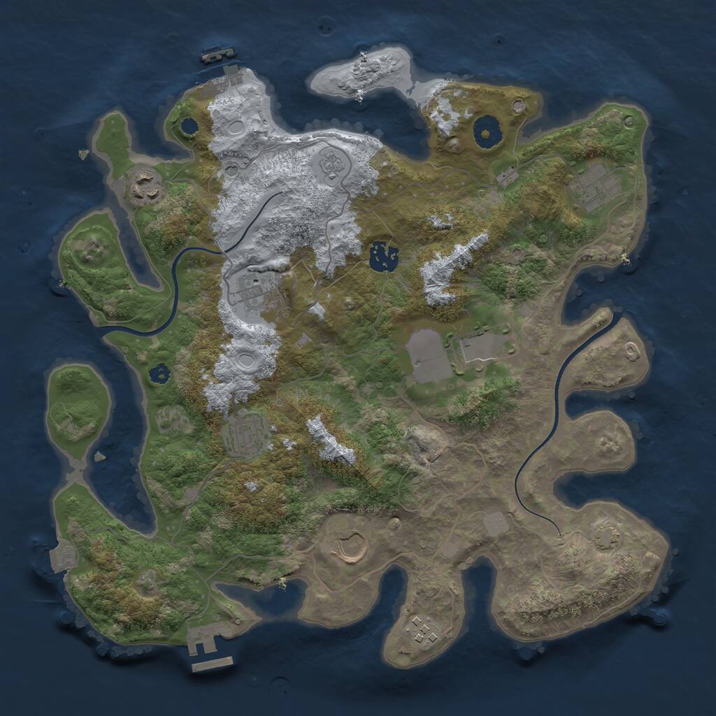 Rust Map: Procedural Map, Size: 3500, Seed: 512330373, 14 Monuments