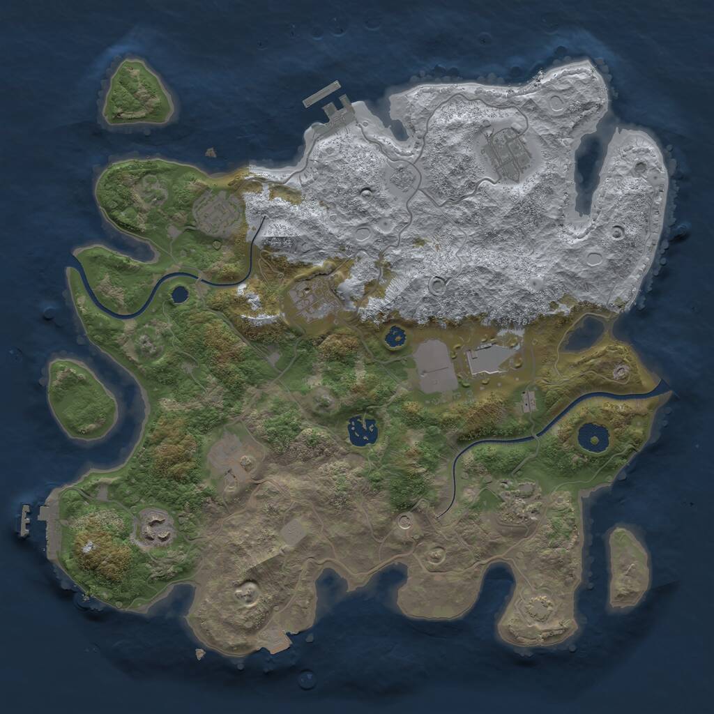 Rust Map: Procedural Map, Size: 3500, Seed: 1822145719, 14 Monuments