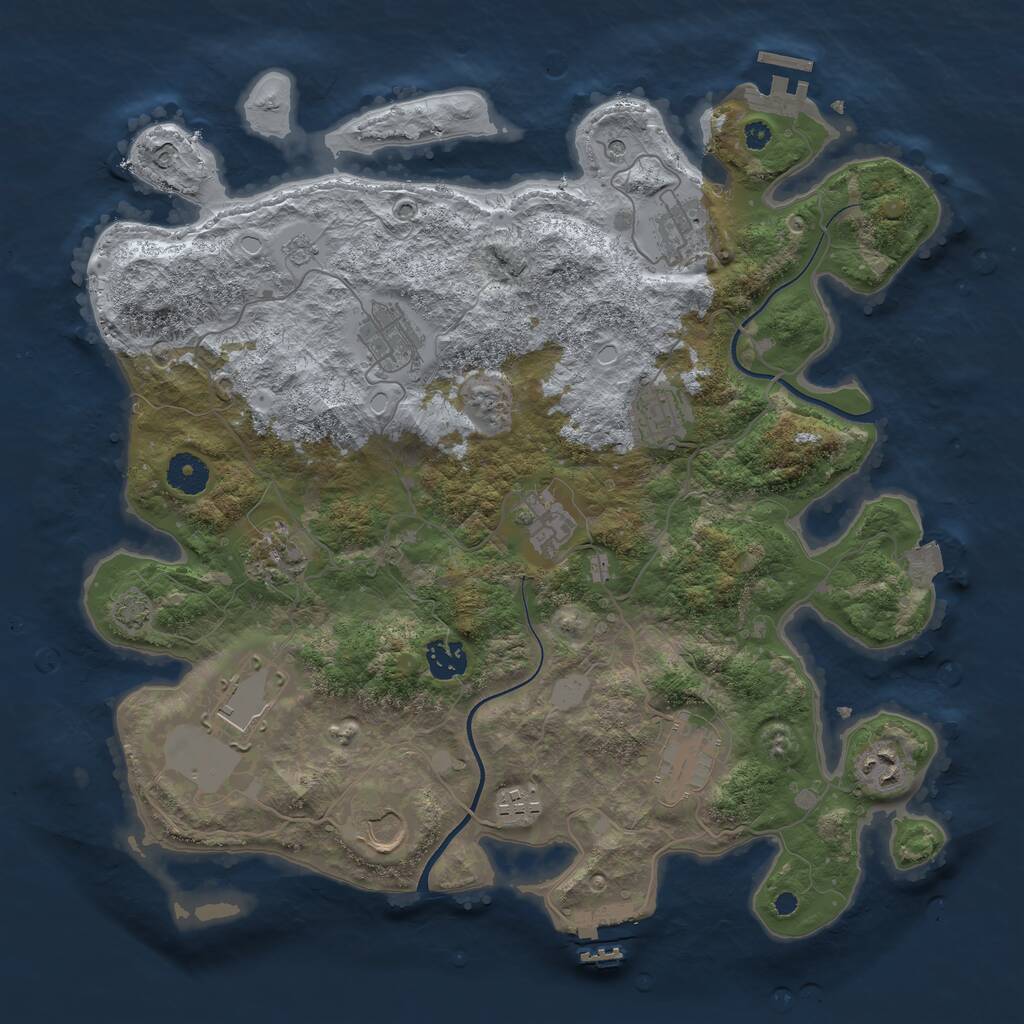 Rust Map: Procedural Map, Size: 3750, Seed: 1640741966, 17 Monuments