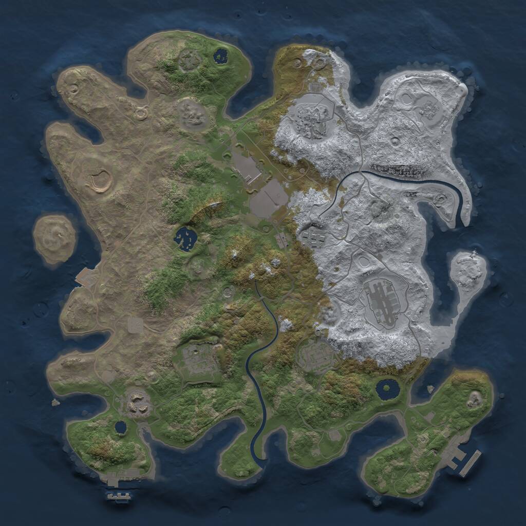 Rust Map: Procedural Map, Size: 3500, Seed: 1178767787, 15 Monuments