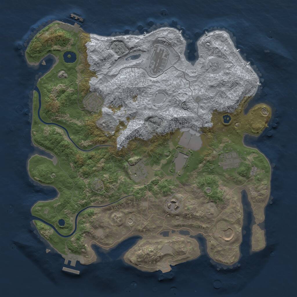 Rust Map: Procedural Map, Size: 3500, Seed: 1393864342, 14 Monuments