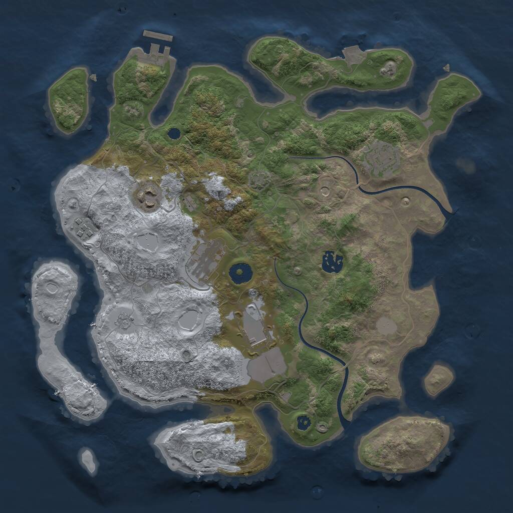 Rust Map: Procedural Map, Size: 3500, Seed: 256799241, 11 Monuments