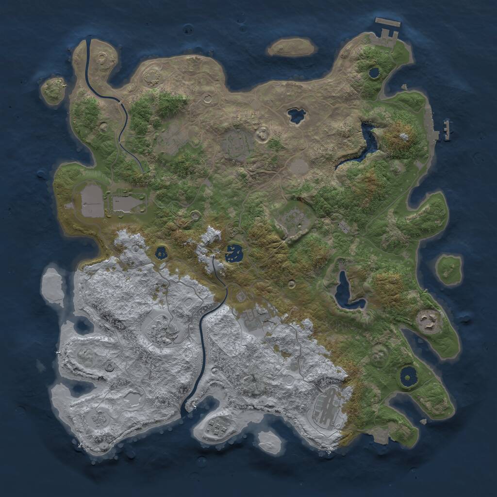 Rust Map: Procedural Map, Size: 4000, Seed: 850528228, 16 Monuments