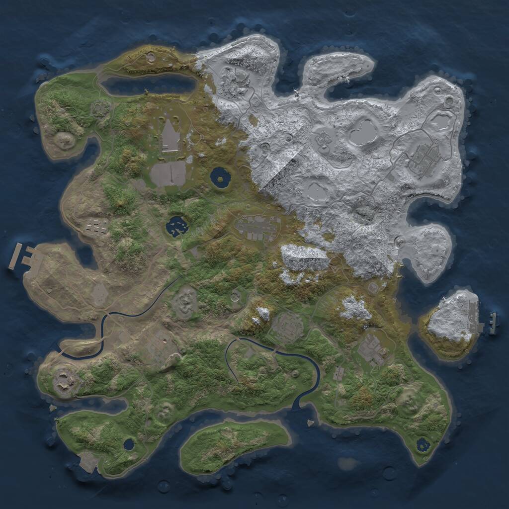 Rust Map: Procedural Map, Size: 3750, Seed: 1921281201, 16 Monuments