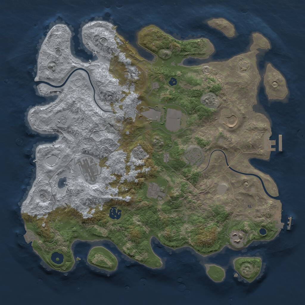 Rust Map: Procedural Map, Size: 3700, Seed: 1672064456, 15 Monuments