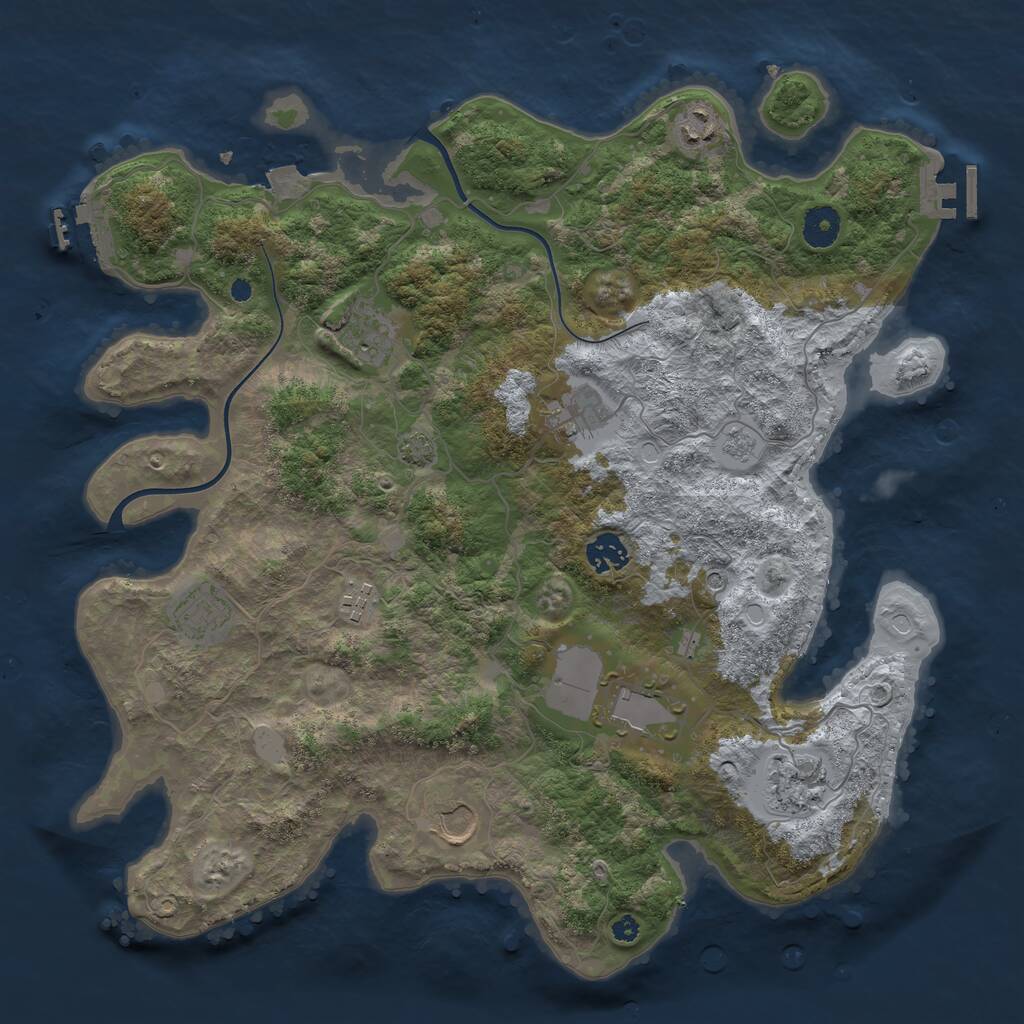 Rust Map: Procedural Map, Size: 3850, Seed: 809969680, 15 Monuments