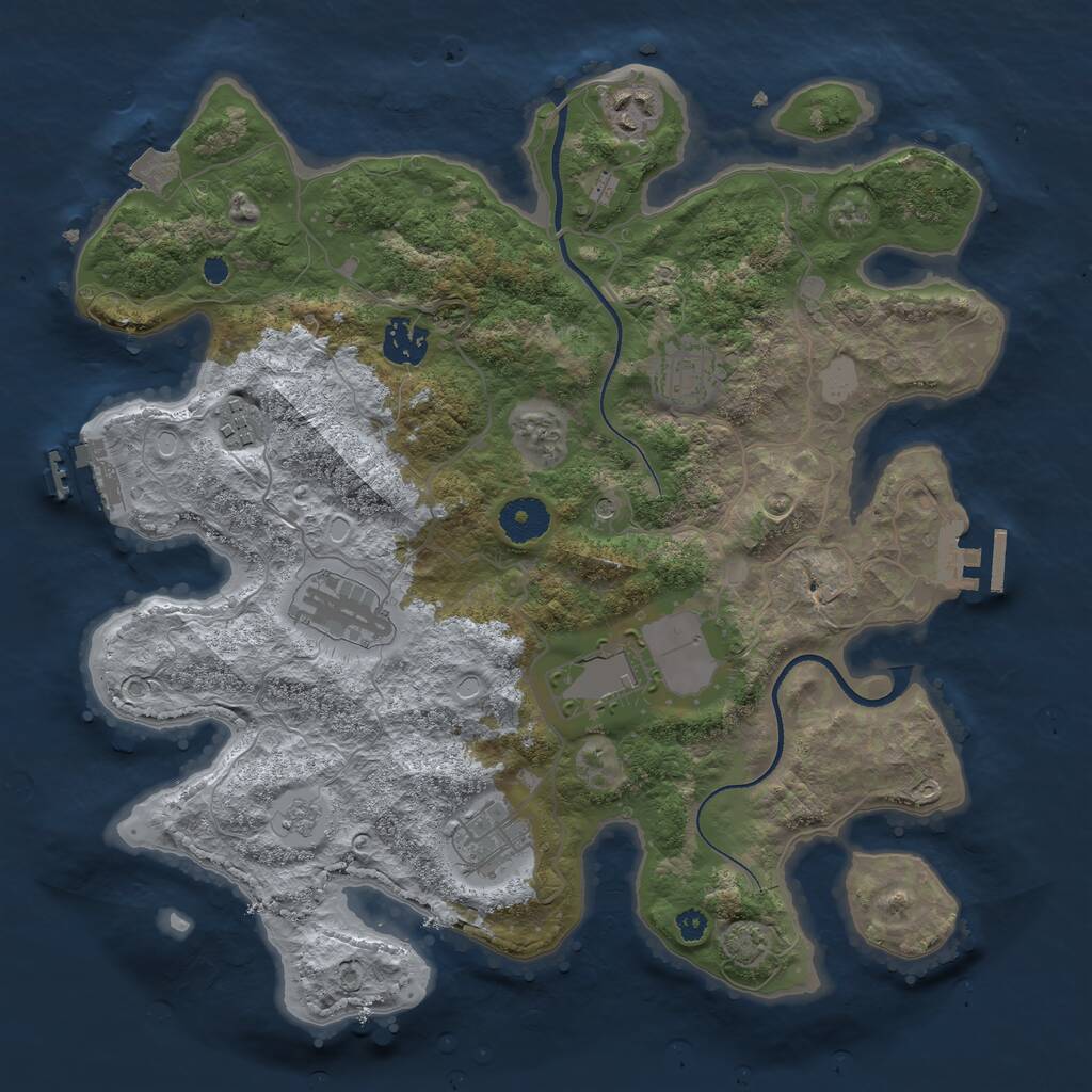 Rust Map: Procedural Map, Size: 3500, Seed: 791243658, 13 Monuments