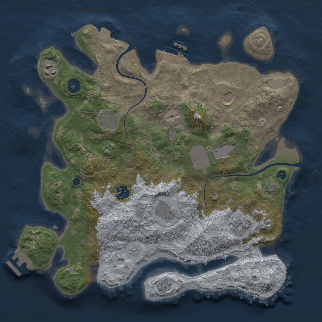 Rust Map: Procedural Map, Size: 3500, Seed: 74673710, 14 Monuments