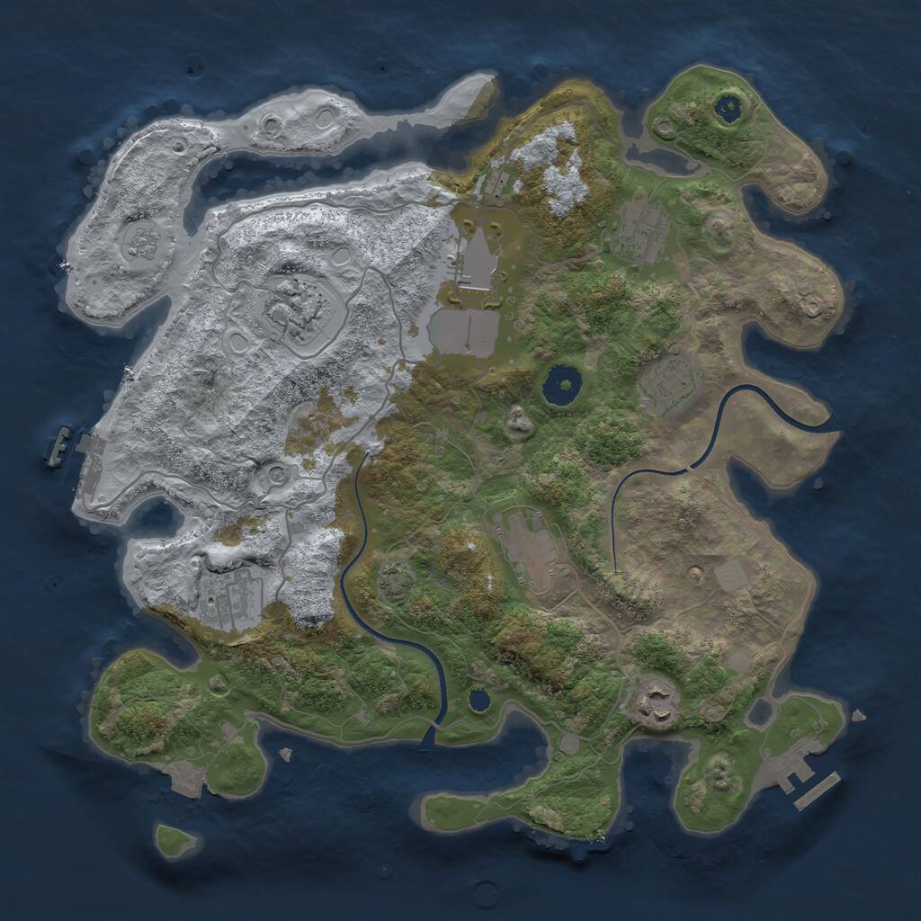 Rust Map: Procedural Map, Size: 3500, Seed: 57522993, 13 Monuments