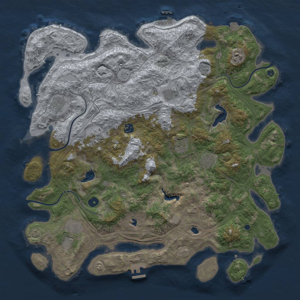 Rust Map: Procedural Map, Size: 4500, Seed: 1241249952, 15 Monuments