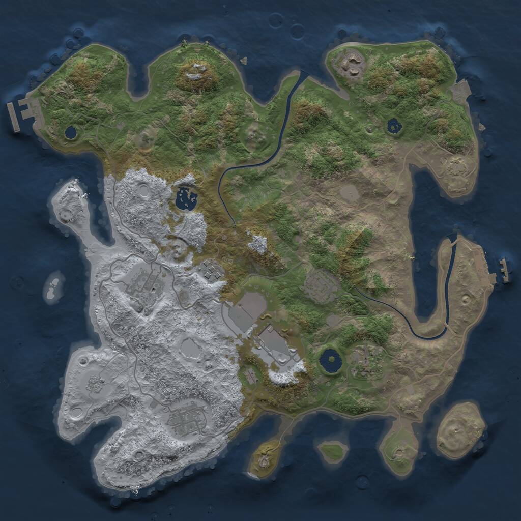 Rust Map: Procedural Map, Size: 3500, Seed: 4336632, 13 Monuments