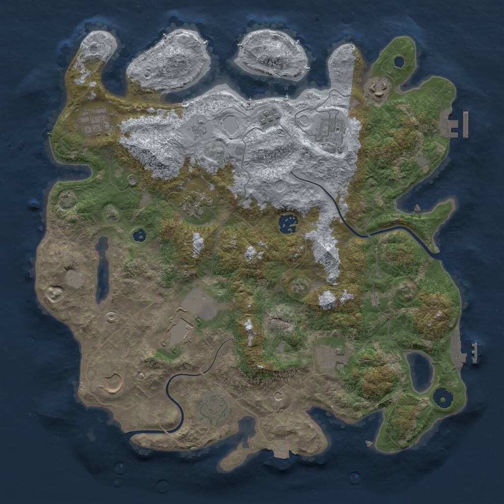 Rust Map: Procedural Map, Size: 3850, Seed: 809969685, 16 Monuments