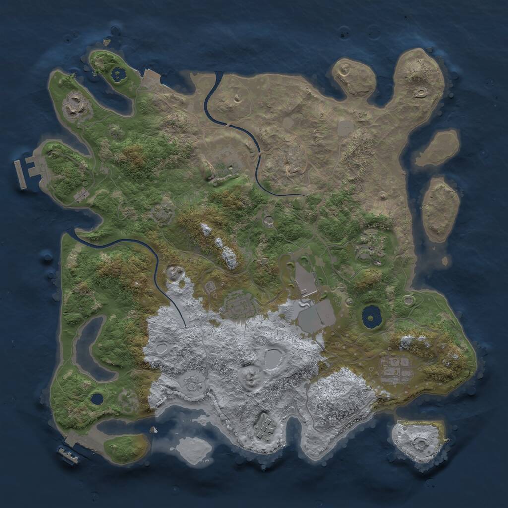 Rust Map: Procedural Map, Size: 3500, Seed: 396791899, 13 Monuments