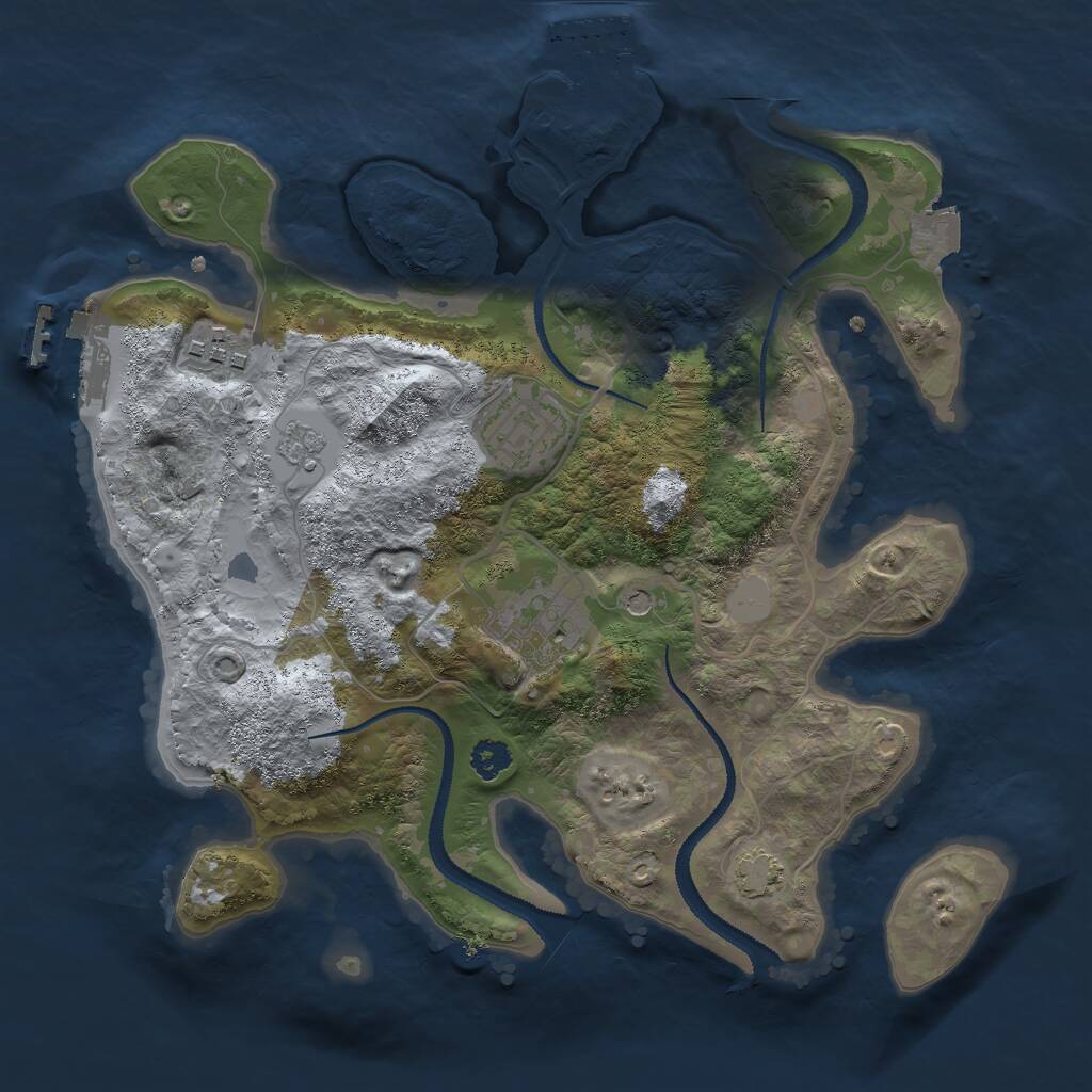Rust Map: Procedural Map, Size: 2750, Seed: 1828842173, 9 Monuments