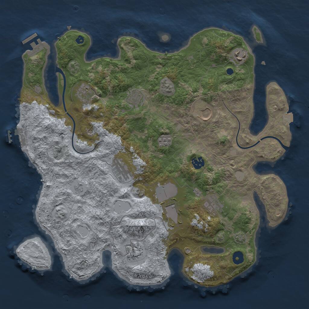 Rust Map: Procedural Map, Size: 3750, Seed: 378633495, 16 Monuments