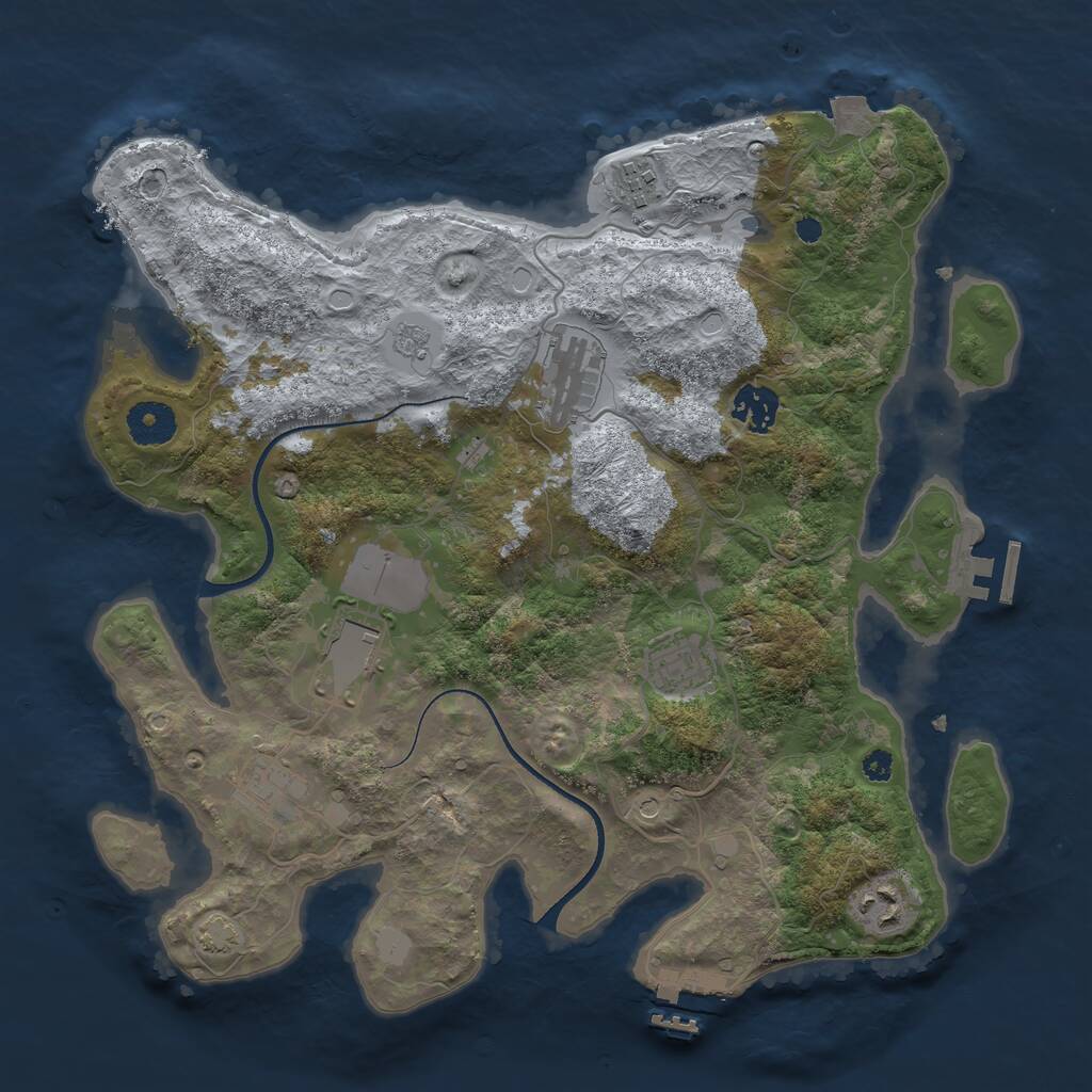 Rust Map: Procedural Map, Size: 3500, Seed: 472845879, 13 Monuments